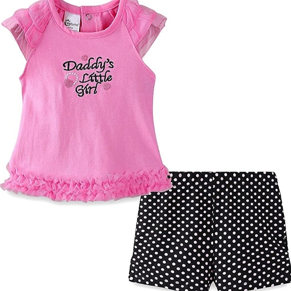 NWT Toddler "Daddy's Little Girl" Polka Dot Ruffle 2 pc short set 24m